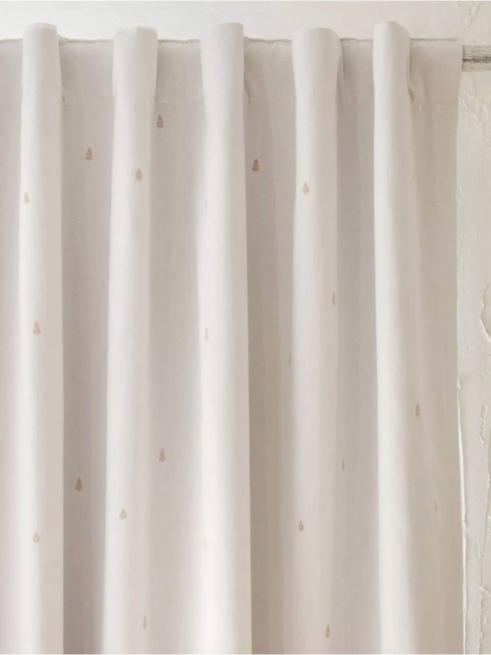 Neutral White Blackout Curtain Panel with Tiny Trees